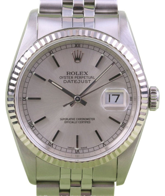 Rolex Datejust 36 mm 16234 silver index-3 Steel/White Gold Silver