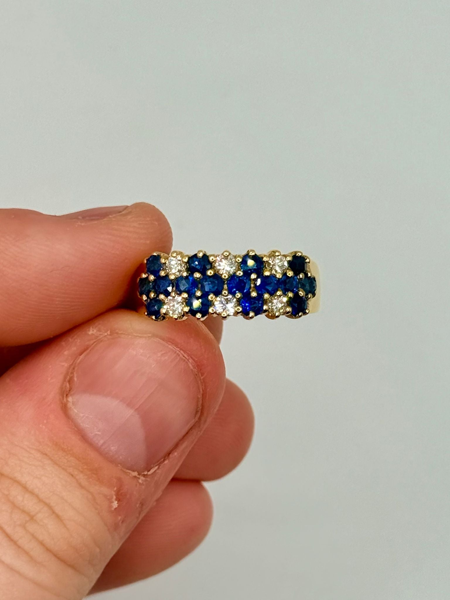 18K Yellow Gold Sapphire Diamond Ring - 1.3ct Natural Blue Sapphire 0.3ct VS Diamond