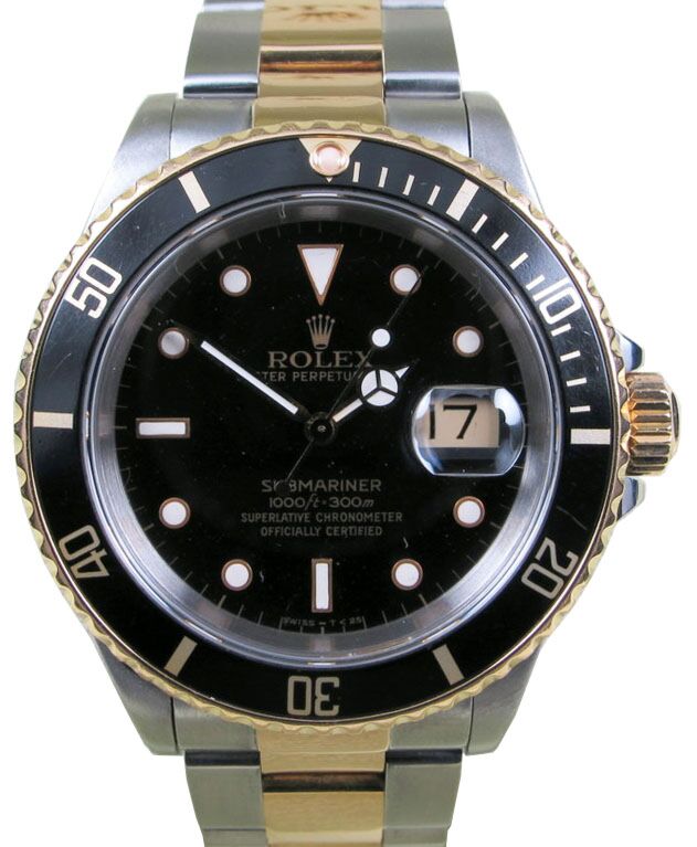 Rolex Submariner 40 mm 16613 blk n-2 Steel/Yellow Gold Black