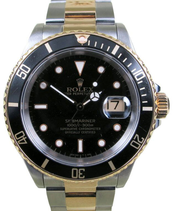 Rolex Submariner 40 mm 16613 blk n-2 Steel/Yellow Gold Black
