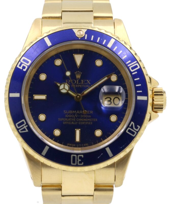 Rolex Submariner 40 mm 16618L3 Yellow Gold Blue
