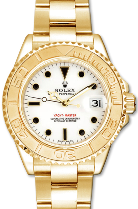 Rolex Yacht-Master 35 168628-WHT White Black Dial Yellow Gold Bezel Yellow Gold Oyster - BRAND NEW