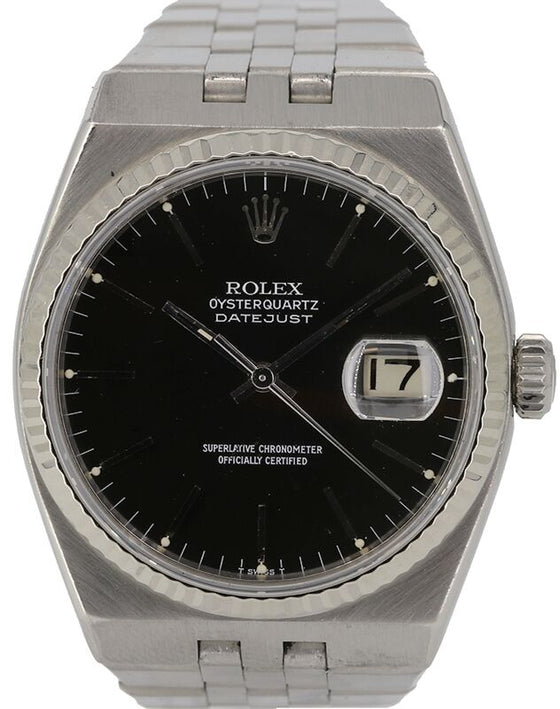 Rolex Datejust Oysterquartz 36 mm 17014 Yellow Gold/Diamonds Black