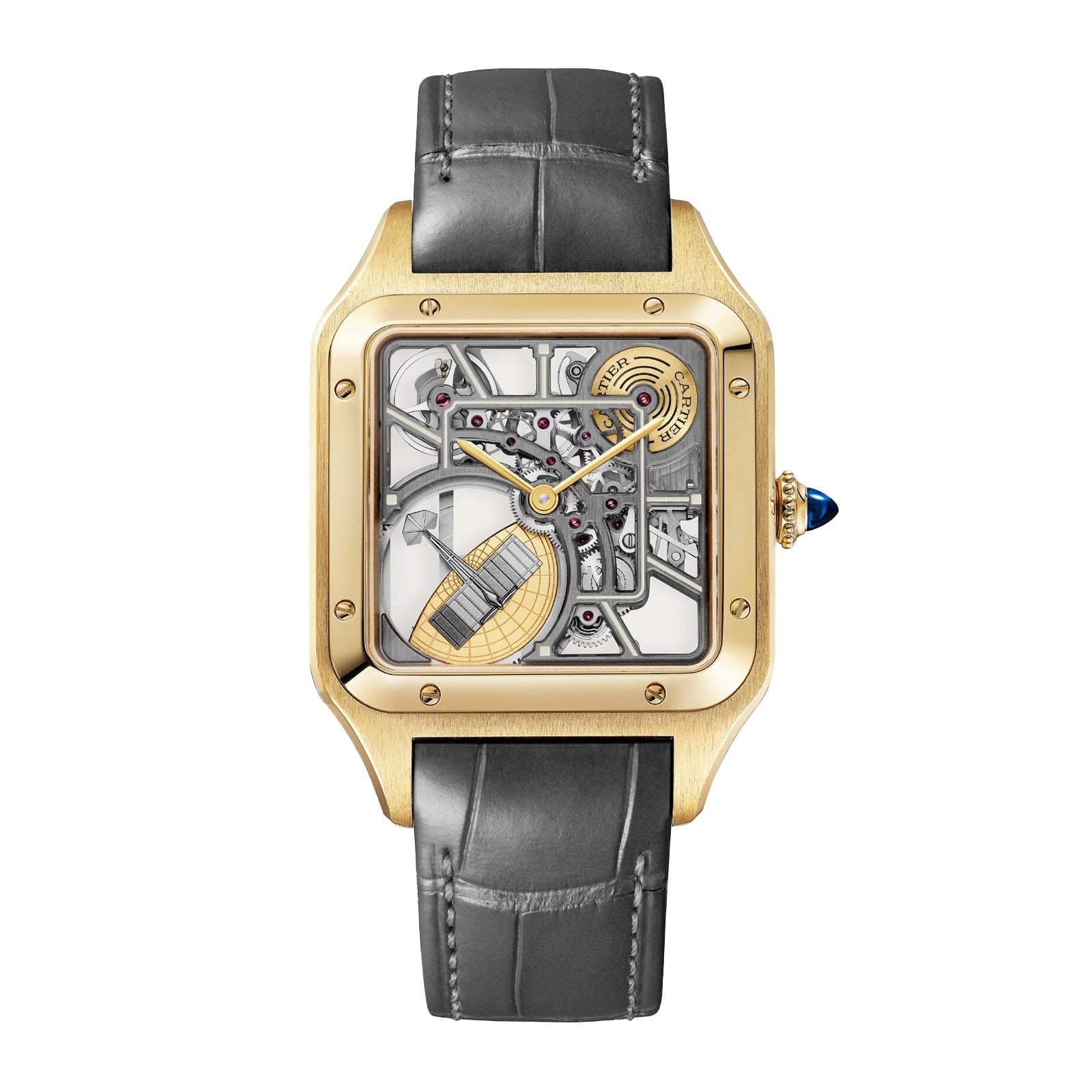 Santos-Dumont Extra-Large Yellow Gold Silver Dial WGSA0108