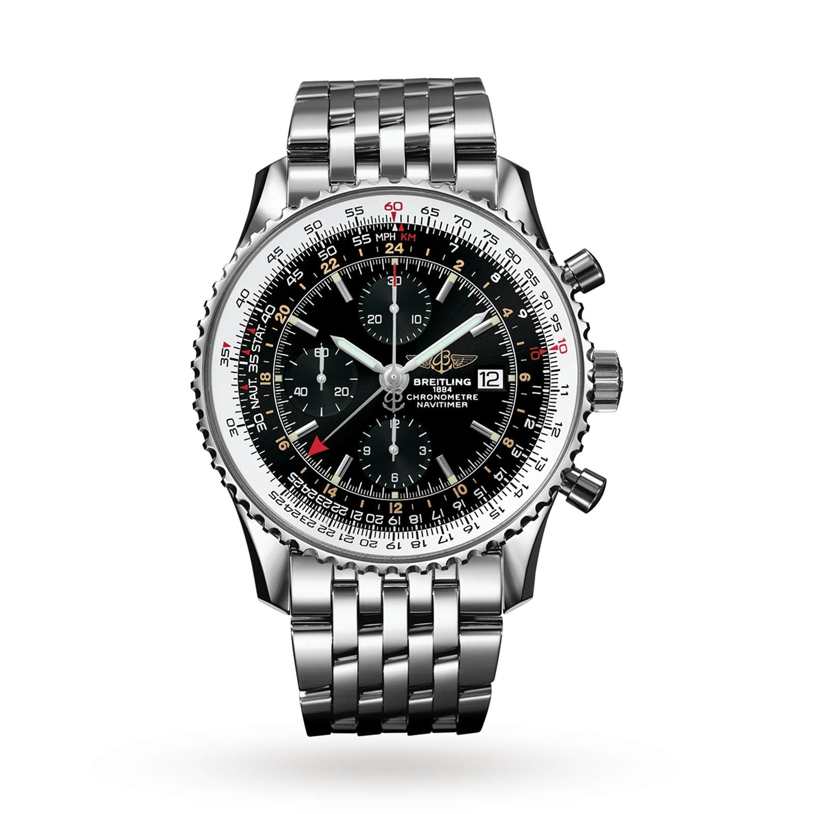 BREITLING A2432212|B726|443A NAVITIMER WORLD 46MM STAINLESS STEEL - BRAND NEW