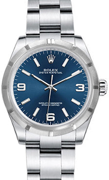 Rolex Oyster Perpetual 31 Ladies Midsize 177210-BLUSAO 31mm Blue Arabic Engine-Turned Bezel?Stainless Steel - BRAND NEW