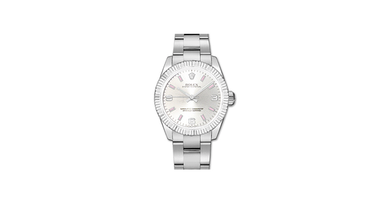 Rolex Lady-Datejust 26 177234-SVPAFO Silver Arabic Pink Index Fluted White Gold Brushed Stainless Steel Oyster - BRAND NEW