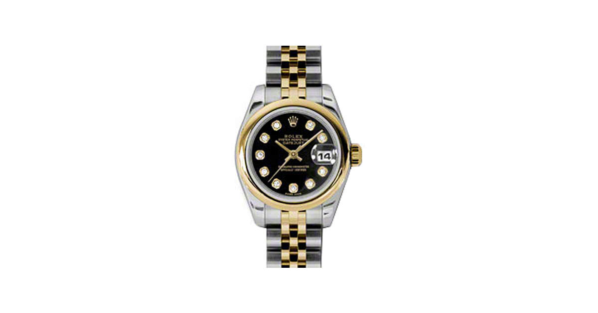 Rolex Lady-Datejust 26 179163-BLKDJ Black Diamond Yellow Gold Stainless Steel Jubilee - BRAND NEW