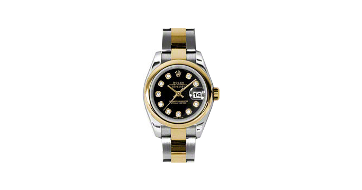 Rolex Lady-Datejust 26 179163-BLKDO Black Diamond Yellow Gold Stainless Steel Oyster - BRAND NEW