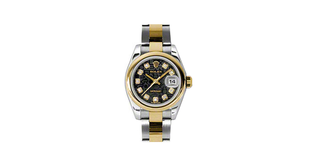 Rolex Lady-Datejust 26 179163-BLKJDO Black Jubilee Diamond Yellow Gold Stainless Steel Oyster - BRAND NEW