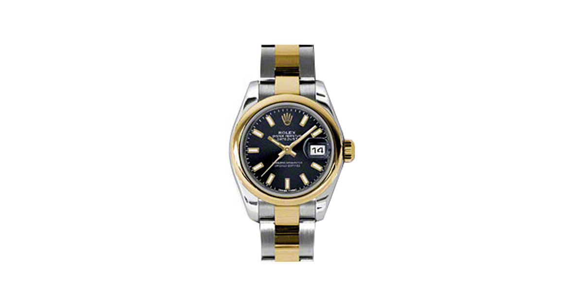 Rolex Lady-Datejust 26 179163-BLKSO Black Index Yellow Gold Stainless Steel Oyster - BRAND NEW