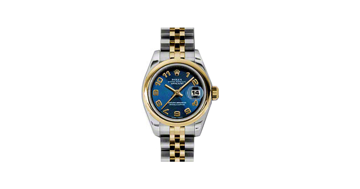 Rolex Lady-Datejust 26 179163-BLUCAJ Blue Concentric Circle Arabic Yellow Gold Stainless Steel Jubilee - BRAND NEW