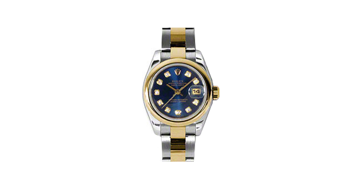 Rolex Lady-Datejust 26 179163-BLUDO Blue Diamond Yellow Gold Stainless Steel Oyster - BRAND NEW