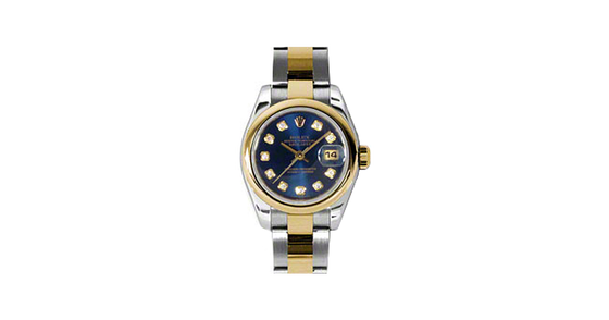 Rolex Lady-Datejust 26 179163-BLUDO Blue Diamond Yellow Gold Stainless Steel Oyster - BRAND NEW