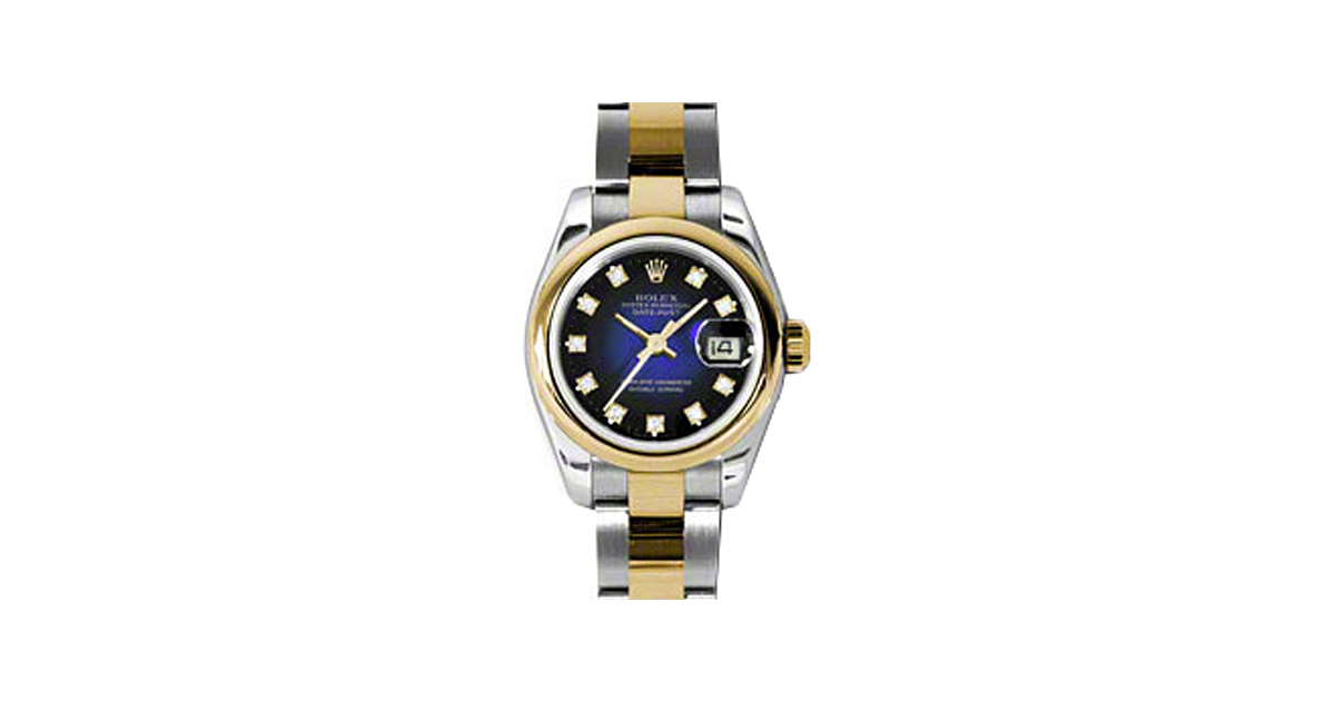 Rolex Lady-Datejust 26 179163-BLVGDO Blue Vignette Diamond Yellow Gold Stainless Steel Oyster - BRAND NEW