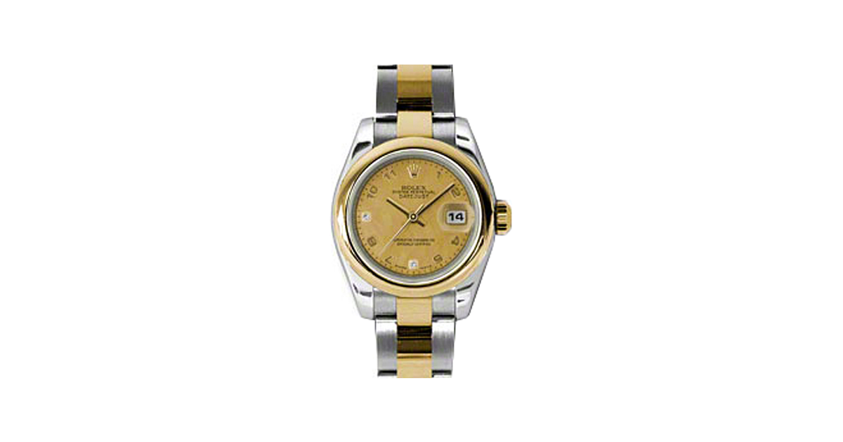 Rolex Lady-Datejust 26 179163-CGDMOPO Champagne Goldust Mother of Pearl Arabic Diamond 6 & 9 Yellow Gold Stainless Steel Oyster - BRAND NEW