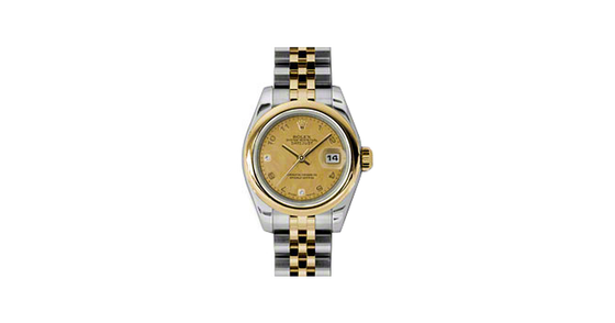 Rolex Lady-Datejust 26 179163-CGMOPJ Champagne Goldust Mother of Pearl Arabic Diamond 6 & 9 Yellow Gold Stainless Steel Jubilee - BRAND NEW
