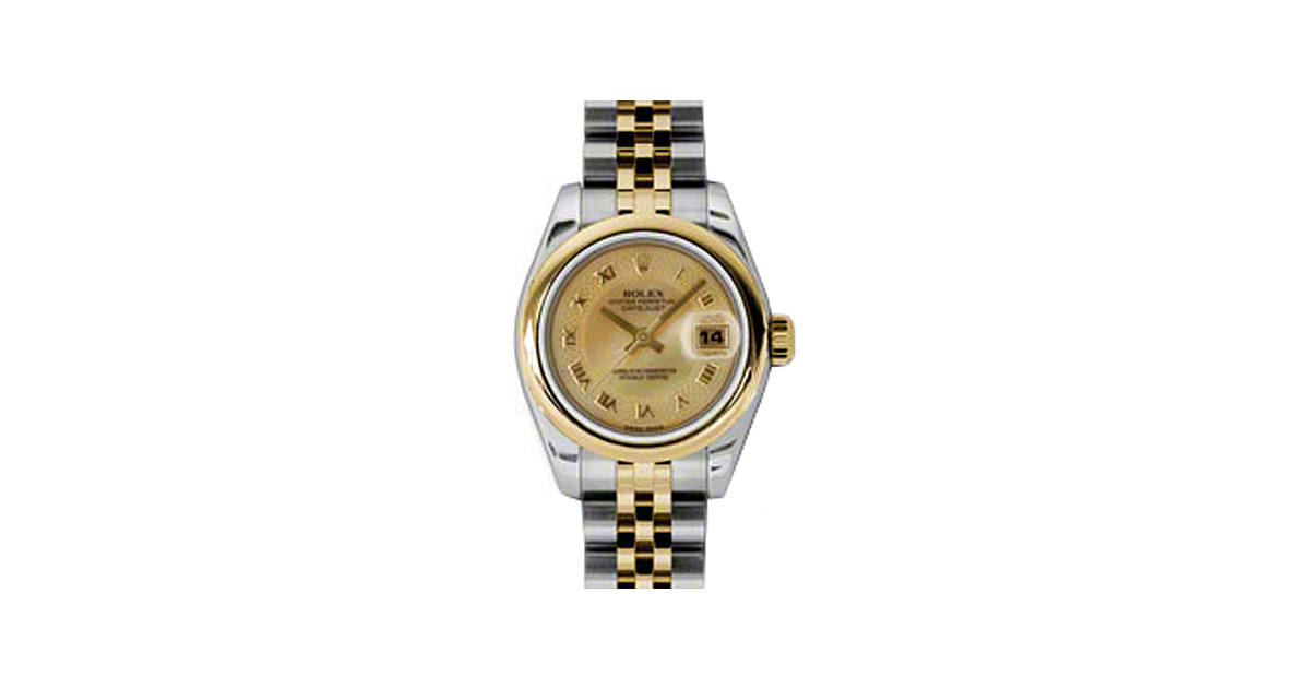 Rolex Lady-Datejust 26 179163-CHDMOPRJ Champagne Decorated Mother of Pearl Roman Yellow Gold Stainless Steel Jubilee - BRAND NEW