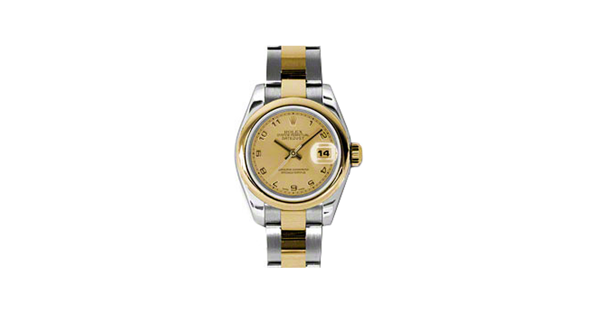 Rolex Lady-Datejust 26 179163-CHPAO Champagne Arabic Yellow Gold Stainless Steel Oyster - BRAND NEW