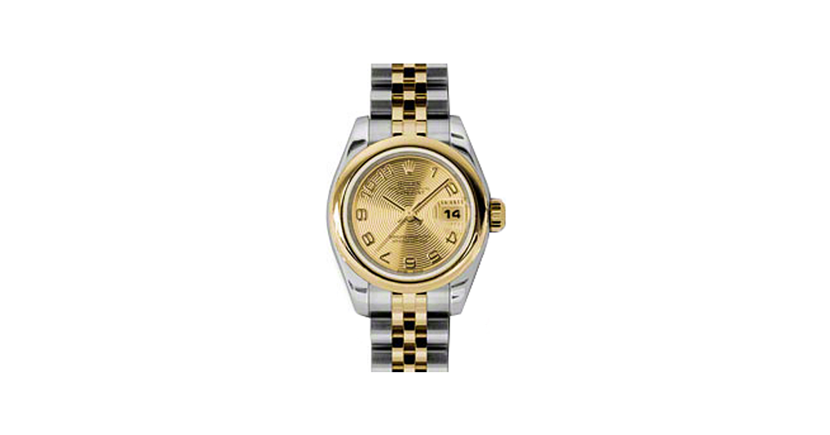 Rolex Lady-Datejust 26 179163-CHPCAJ Champagne Concentric Circle Arabic Yellow Gold Stainless Steel Jubilee - BRAND NEW