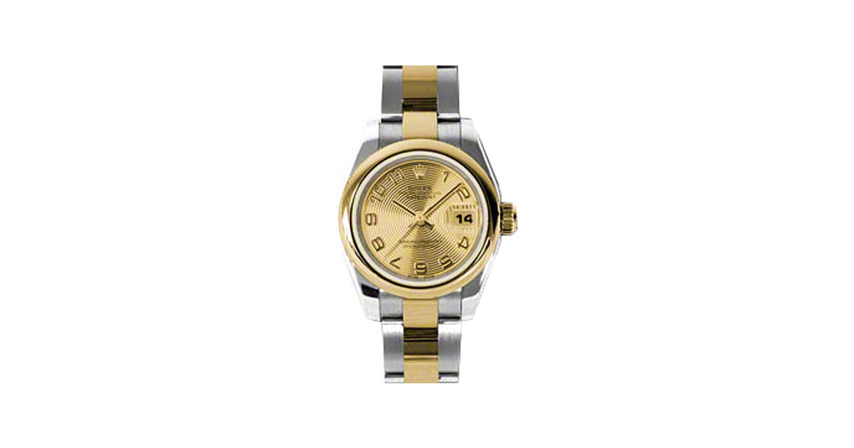 Rolex Lady-Datejust 26 179163-CHPCAO Champagne Concentric Circle Arabic Yellow Gold Stainless Steel Oyster - BRAND NEW