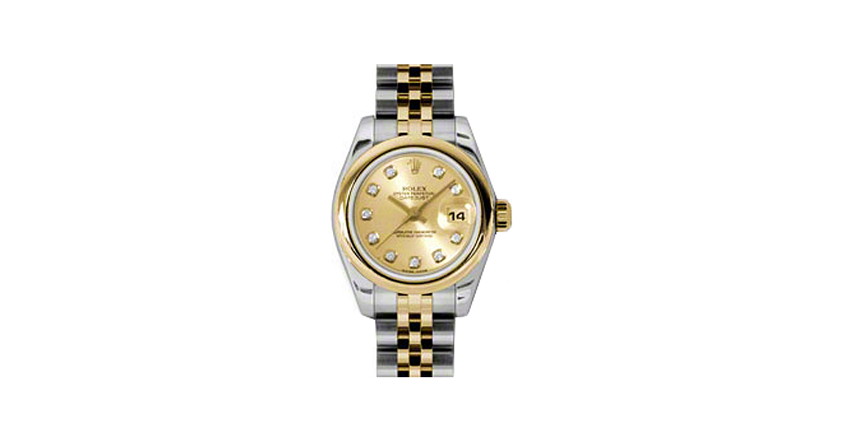 Rolex Lady-Datejust 26 179163-CHPDJ Champagne Diamond Yellow Gold Stainless Steel Jubilee - BRAND NEW