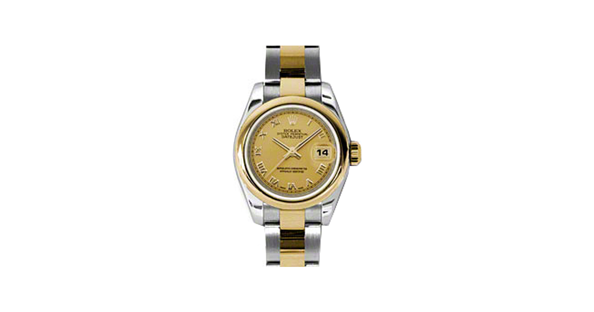 Rolex Lady-Datejust 26 179163-CHPRO Champagne Roman Yellow Gold Stainless Steel Oyster - BRAND NEW