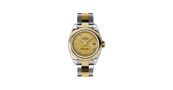 Rolex Lady-Datejust 26 179163-CHPRO Champagne Roman Yellow Gold Stainless Steel Oyster - BRAND NEW