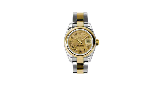 Rolex Lady-Datejust 26 179163-CHPSBRO Champagne Sunbeam Roman Yellow Gold Stainless Steel Oyster - BRAND NEW