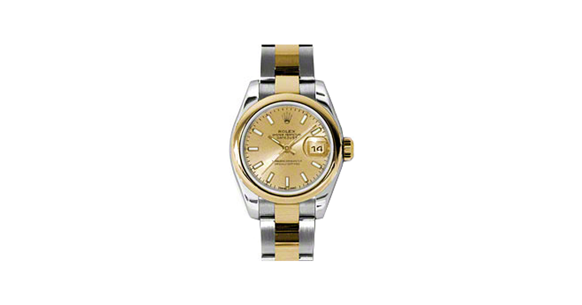 Rolex Lady-Datejust 26 179163-CHPSO Champagne Index Yellow Gold Stainless Steel Oyster - BRAND NEW