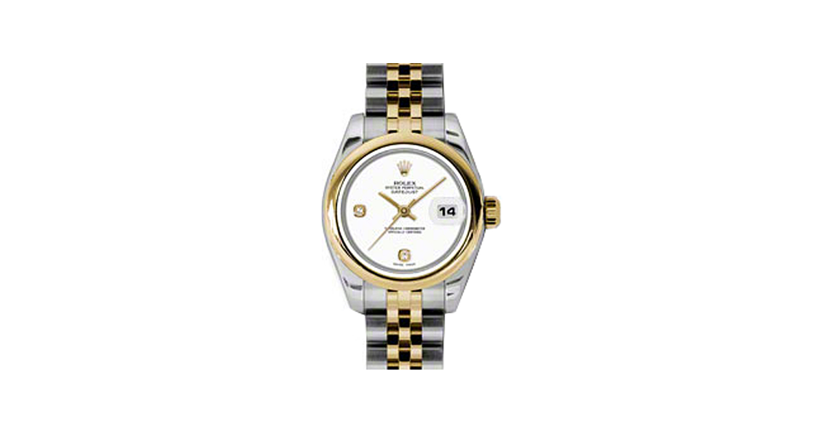 Rolex Lady-Datejust 26 179163-WHTADJ White Arabic 6 & 9 Set with Diamonds Yellow Gold Stainless Steel Jubilee - BRAND NEW
