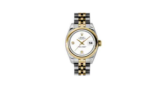 Rolex Lady-Datejust 26 179163-WHTADJ White Arabic 6 & 9 Set with Diamonds Yellow Gold Stainless Steel Jubilee - BRAND NEW