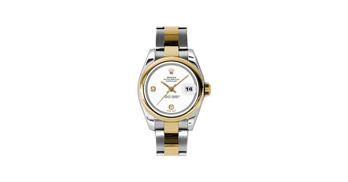 Rolex Lady-Datejust 26 179163-WHTADSO White Arabic 6 & 9 Set with Diamonds Yellow Gold Stainless Steel Oyster - BRAND NEW