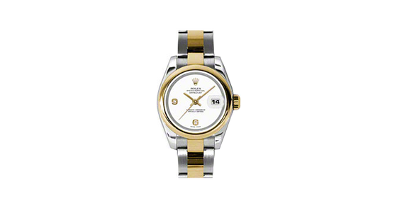 Rolex Lady-Datejust 26 179163-WHTADSO White Arabic 6 & 9 Set with Diamonds Yellow Gold Stainless Steel Oyster - BRAND NEW