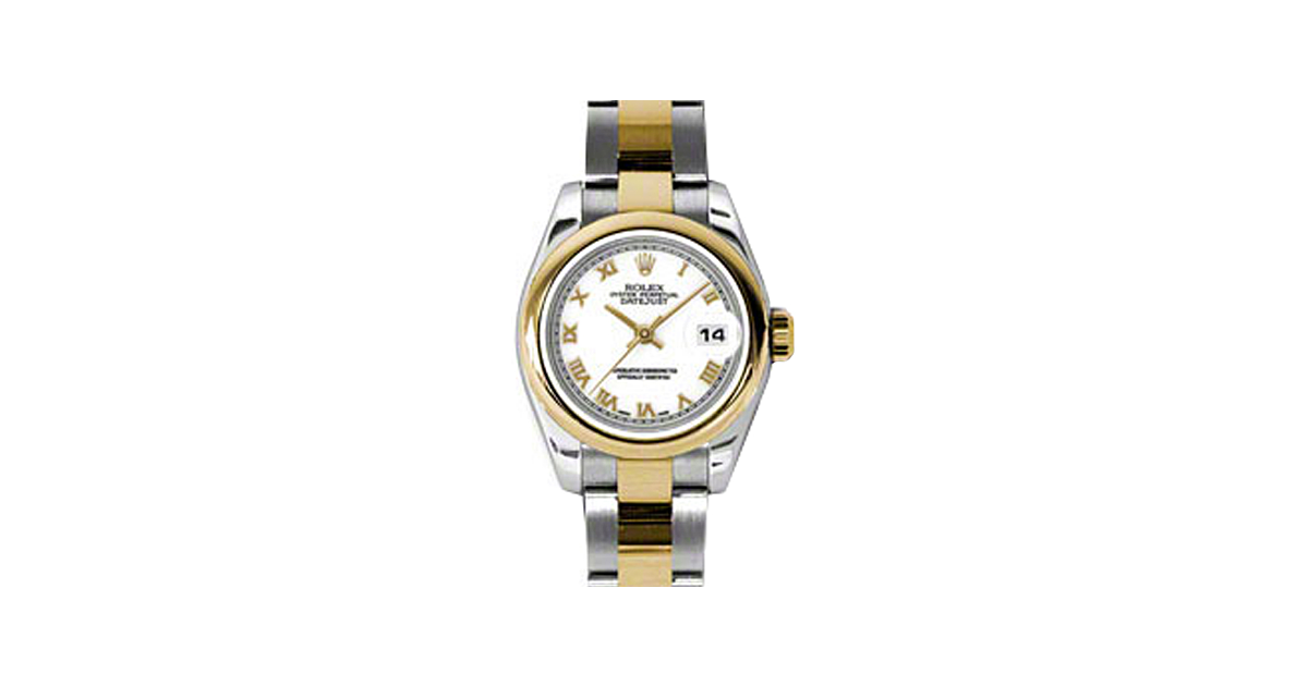 Rolex Lady-Datejust 26 179163-WHTRO White Roman Yellow Gold Stainless Steel Oyster - BRAND NEW