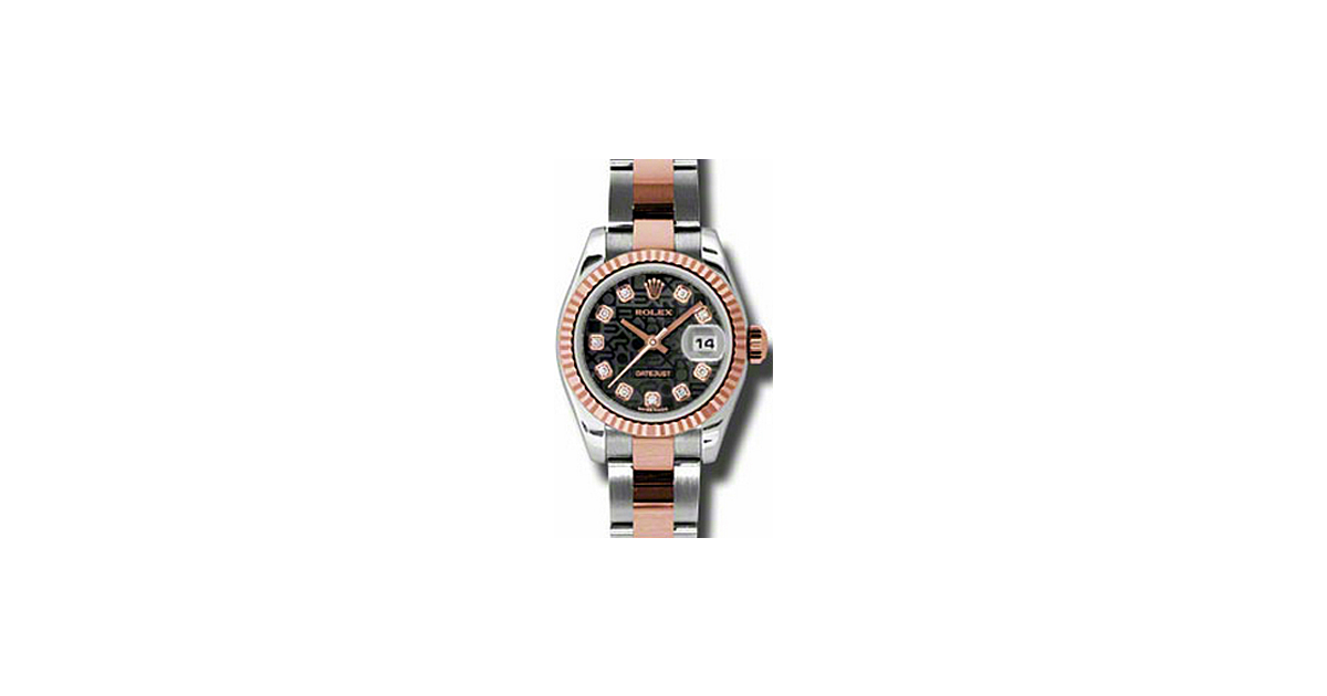 Rolex Lady-Datejust 26 179171-BLKAFO Black Jubilee Diamond Fluted Rose Gold Stainless Steel Oyster - BRAND NEW