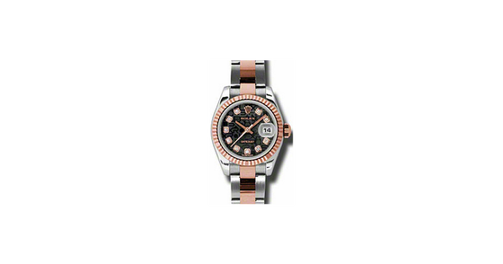 Rolex Lady-Datejust 26 179171-BLKAFO Black Jubilee Diamond Fluted Rose Gold Stainless Steel Oyster - BRAND NEW
