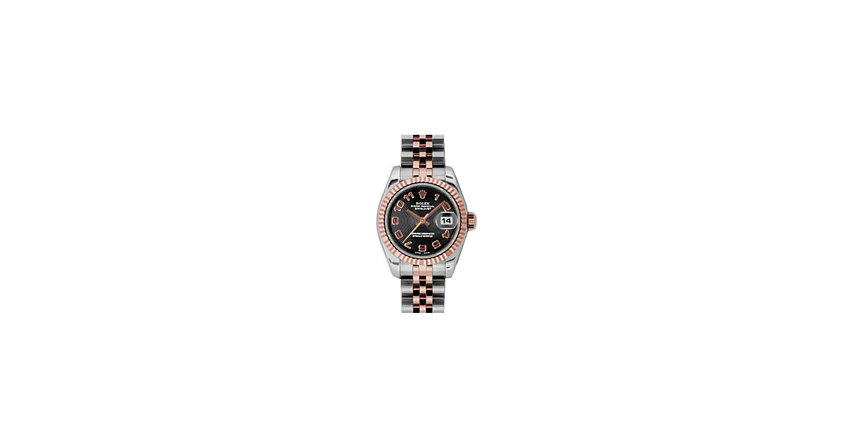 Rolex Lady-Datejust 26 179171-BLKCAJ Black Concentric Circle Arabic Fluted Rose Gold Stainless Steel Jubilee - BRAND NEW