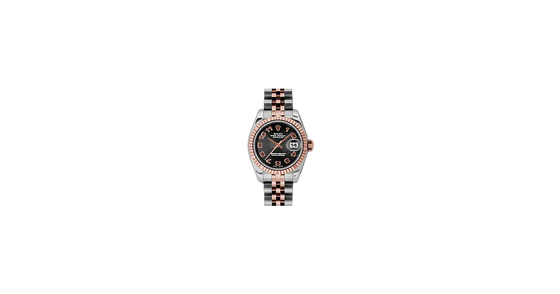 Rolex Lady-Datejust 26 179171-BLKCAJ Black Concentric Circle Arabic Fluted Rose Gold Stainless Steel Jubilee - BRAND NEW