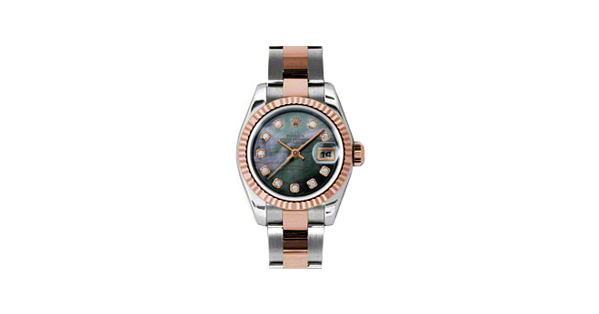 Rolex Lady-Datejust 26 179171-BMPRFO Dark Mother of Pearl Diamond Fluted Rose Gold Stainless Steel Oyster - BRAND NEW