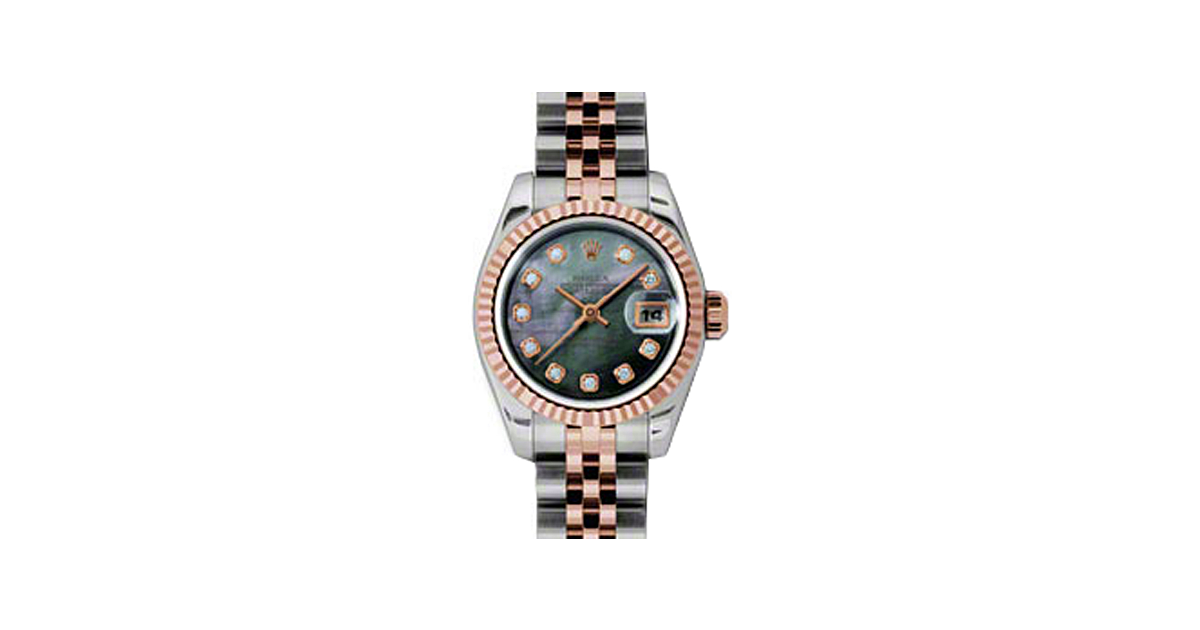 Rolex Lady-Datejust 26 179171-DMOPDJ Dark Mother of Pearl Diamond Fluted Rose Gold Stainless Steel Jubilee - BRAND NEW