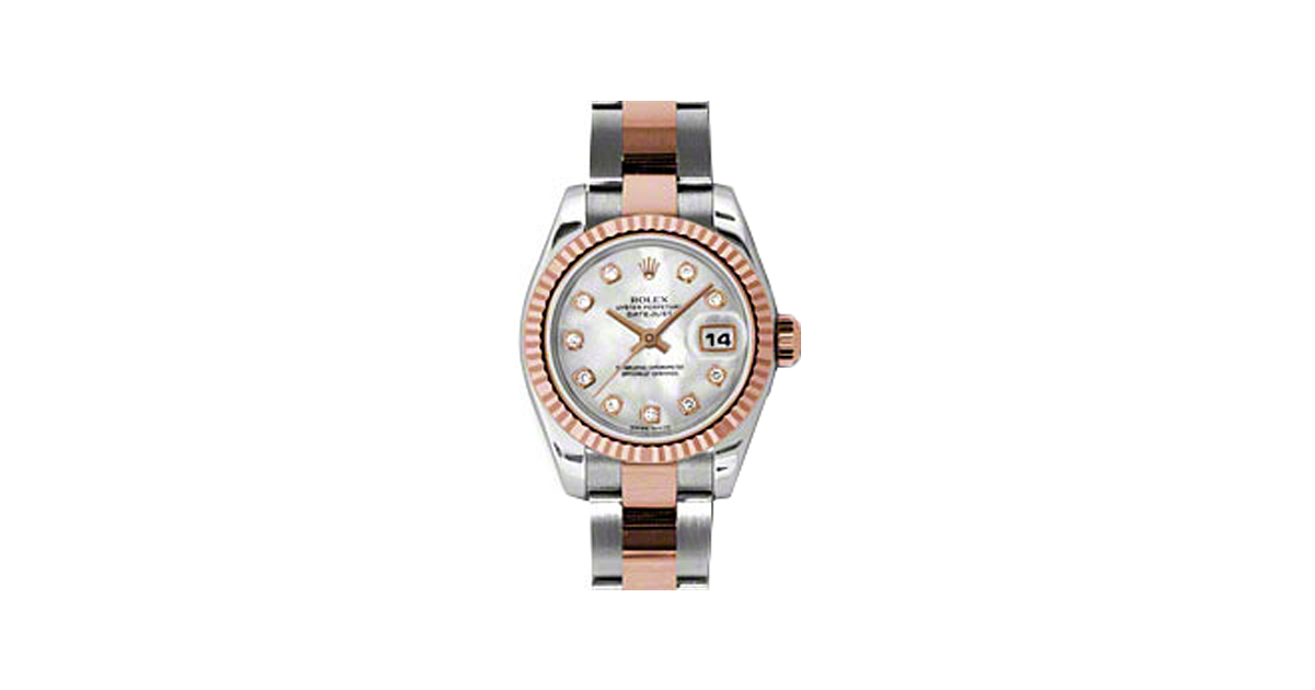 Rolex Lady-Datejust 26 179171-MOPDO White Mother of Pearl Diamond Fluted Rose Gold Stainless Steel Oyster - BRAND NEW