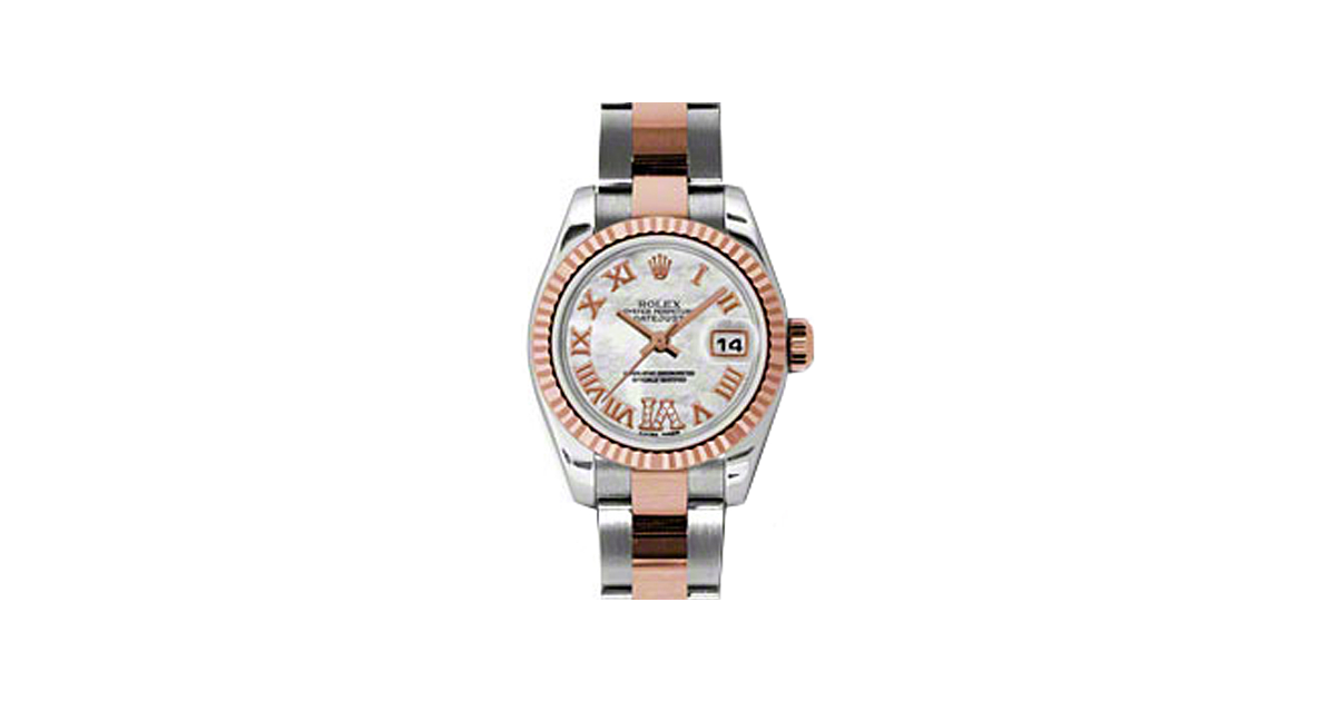 Rolex Lady-Datejust 26 179171-MOPDRO White Mother of Pearl Roman Fluted Rose Gold Stainless Steel Oyster - BRAND NEW
