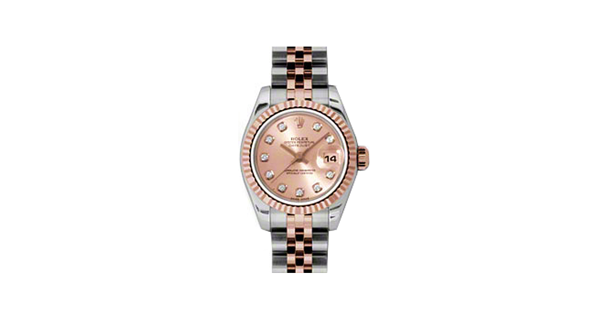 Rolex Lady-Datejust 26 179171-PCHDJ Pink Champagne Diamond Fluted Rose Gold Stainless Steel Jubilee - BRAND NEW