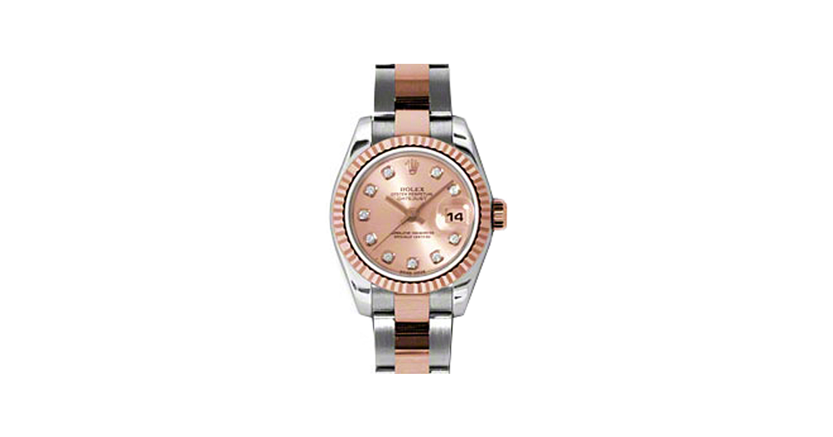Rolex Lady-Datejust 26 179171-PNKDO Pink Diamond Fluted Rose Gold Stainless Steel Oyster - BRAND NEW