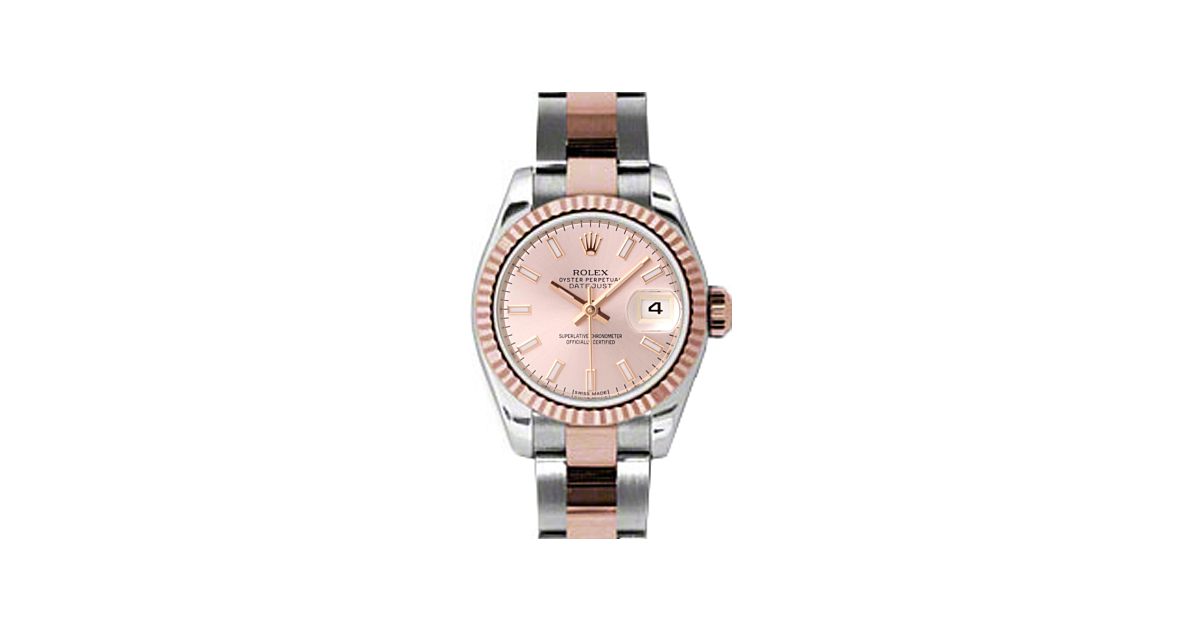Rolex Lady-Datejust 26 179171-PNKSO Pink Index Fluted Rose Gold Stainless Steel Oyster - BRAND NEW