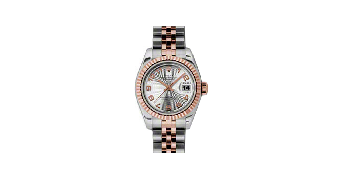 Rolex Lady-Datejust 26 179171-SLVCAJ Silver Concentric Circle Arabic Fluted Rose Gold Stainless Steel Jubilee - BRAND NEW