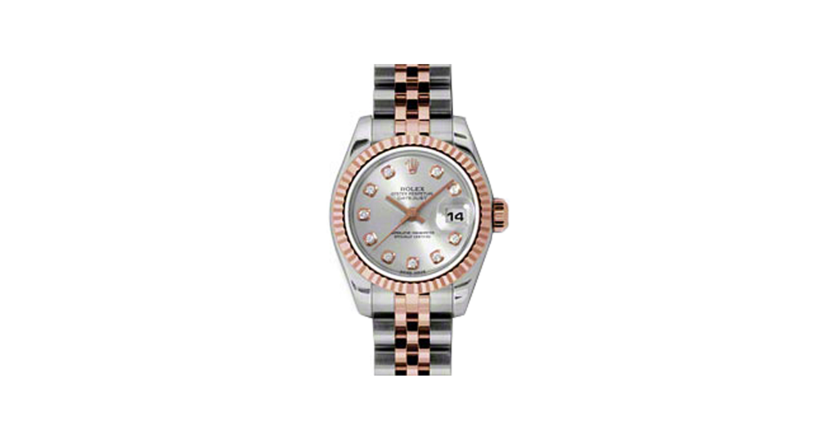 Rolex Lady-Datejust 26 179171-SLVDJ Silver Diamond Dial Fluted Rose Gold Stainless Steel Jubilee - BRAND NEW