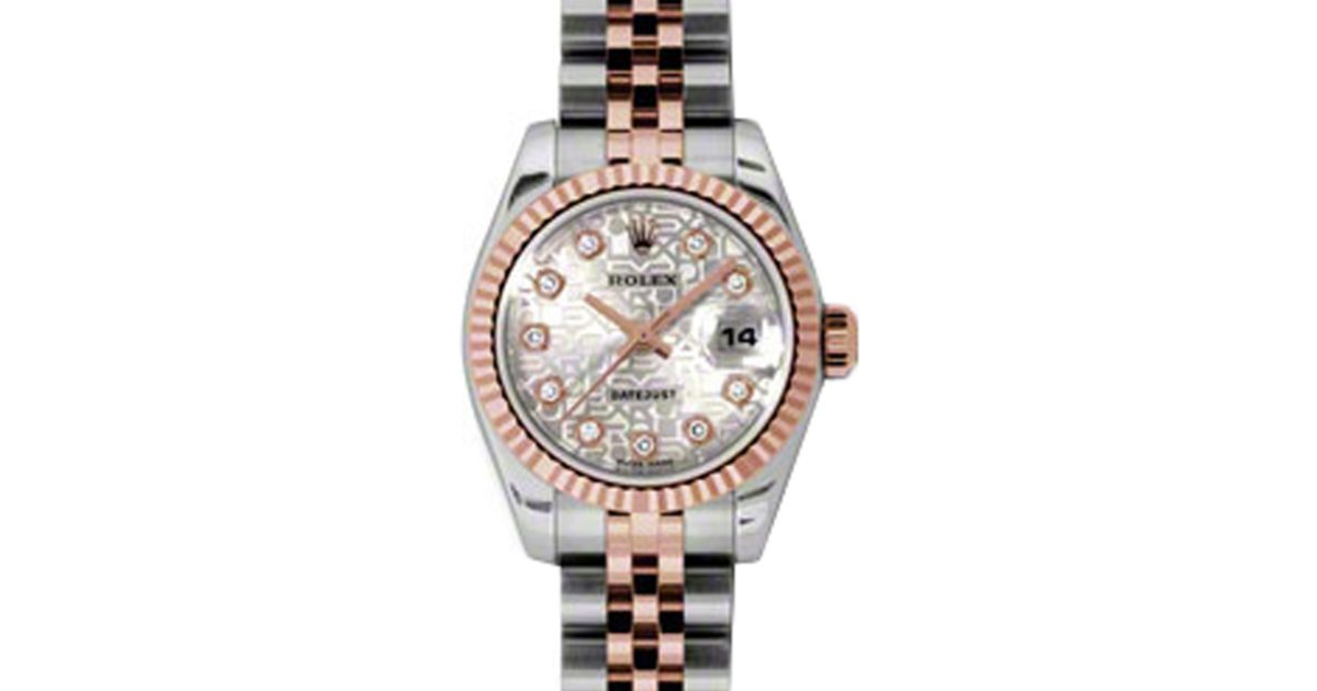 Rolex Lady-Datejust 26 179171-SLVJDJ Silver Jubilee Diamond Fluted Rose Gold Stainless Steel Jubilee - BRAND NEW