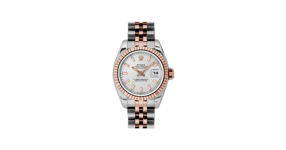 Rolex Lady-Datejust 26 179171-SLVSJ Silver Index Fluted Rose Gold Stainless Steel Jubilee - BRAND NEW
